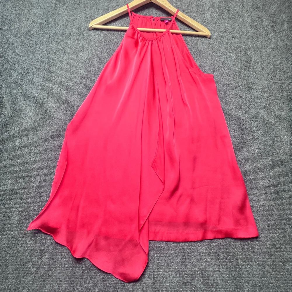 Vince Camuto Pink Halter Neck Drape Overlay Satin Blouse Large